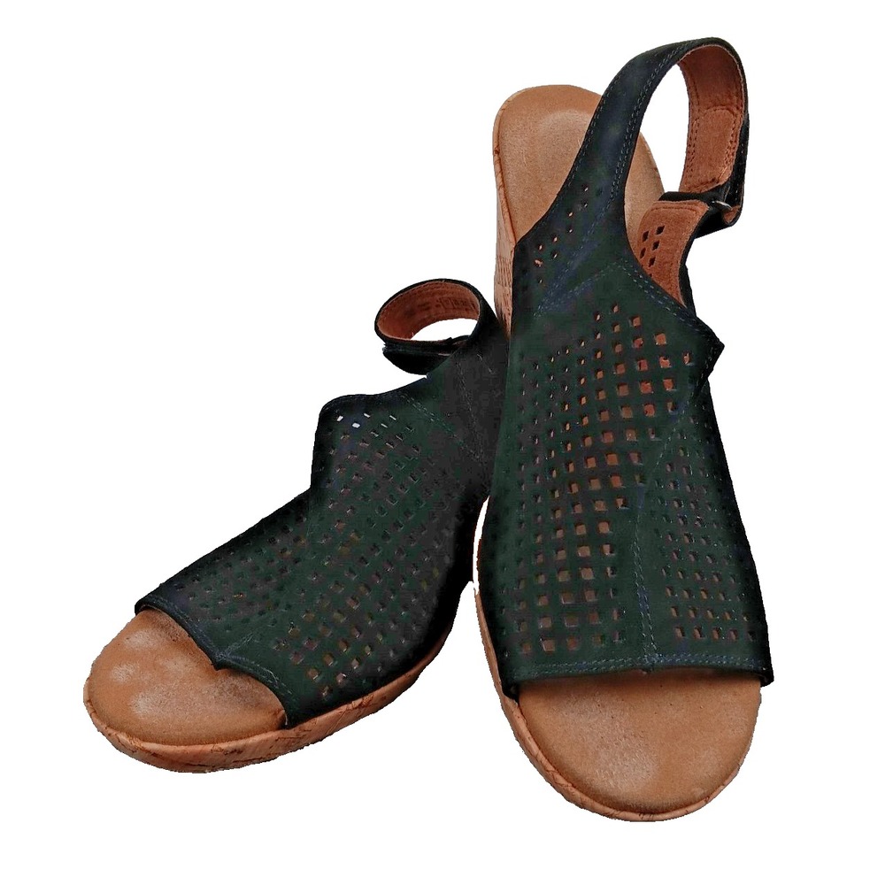 Rockport‎ Briah Sandals Wedge Heel Black Perforated Leather Slingback Size 11